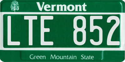 VT license plate LTE852