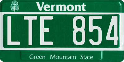 VT license plate LTE854