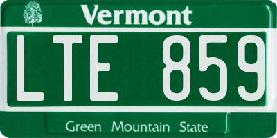VT license plate LTE859