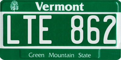 VT license plate LTE862