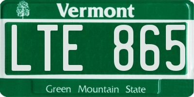 VT license plate LTE865