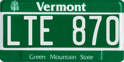 VT license plate LTE870
