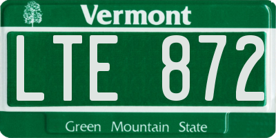 VT license plate LTE872