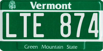 VT license plate LTE874