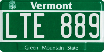 VT license plate LTE889