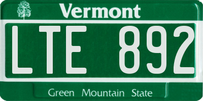 VT license plate LTE892