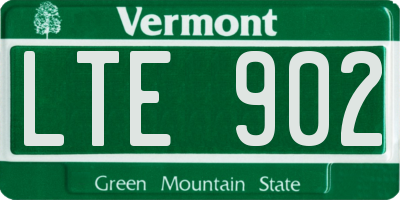 VT license plate LTE902