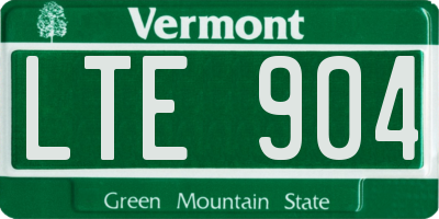 VT license plate LTE904