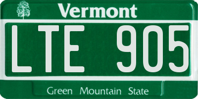 VT license plate LTE905