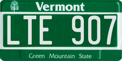 VT license plate LTE907