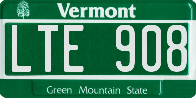 VT license plate LTE908