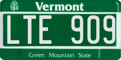 VT license plate LTE909