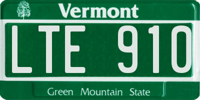 VT license plate LTE910