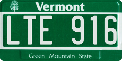 VT license plate LTE916