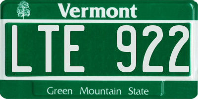 VT license plate LTE922