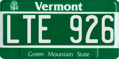 VT license plate LTE926