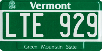 VT license plate LTE929