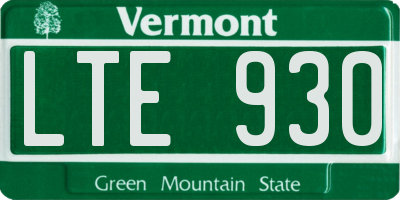 VT license plate LTE930
