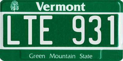 VT license plate LTE931