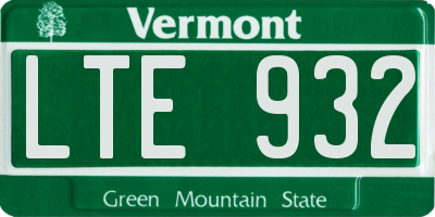 VT license plate LTE932