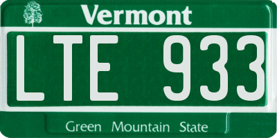 VT license plate LTE933