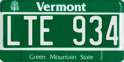 VT license plate LTE934