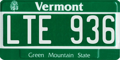 VT license plate LTE936