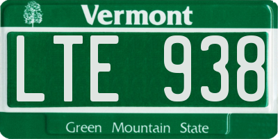 VT license plate LTE938