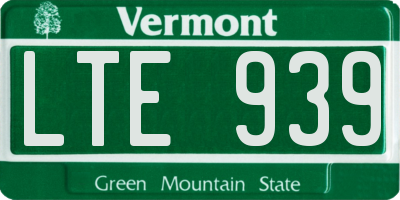 VT license plate LTE939