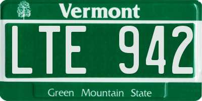 VT license plate LTE942