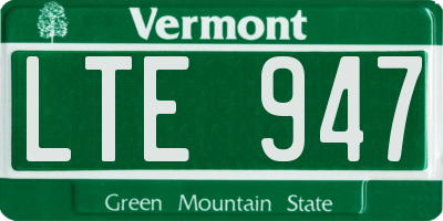 VT license plate LTE947