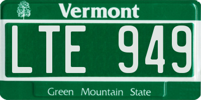 VT license plate LTE949