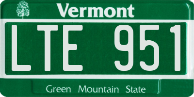 VT license plate LTE951