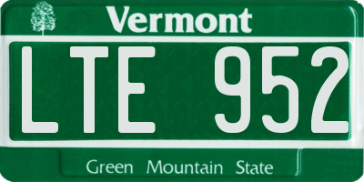 VT license plate LTE952