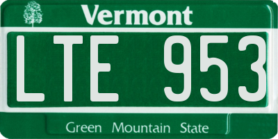 VT license plate LTE953