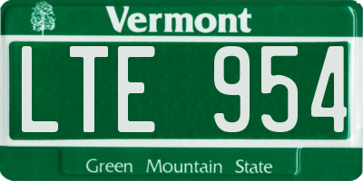 VT license plate LTE954