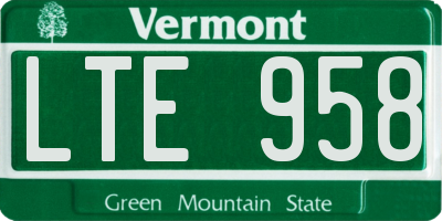 VT license plate LTE958