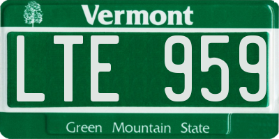 VT license plate LTE959