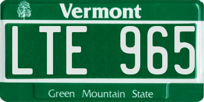 VT license plate LTE965