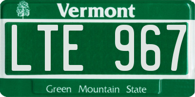 VT license plate LTE967