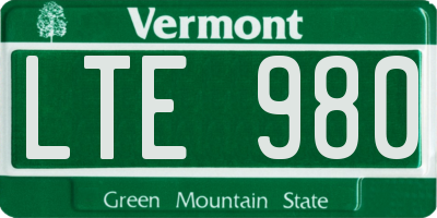 VT license plate LTE980
