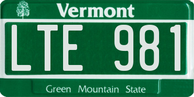 VT license plate LTE981