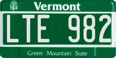 VT license plate LTE982