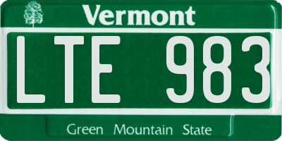 VT license plate LTE983
