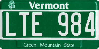 VT license plate LTE984