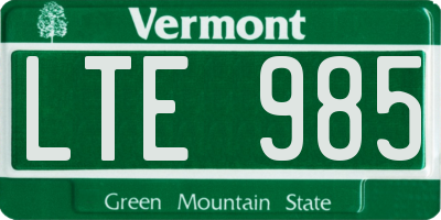 VT license plate LTE985