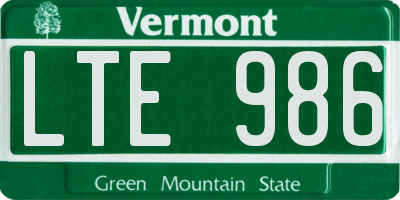VT license plate LTE986