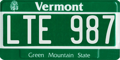 VT license plate LTE987