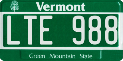 VT license plate LTE988