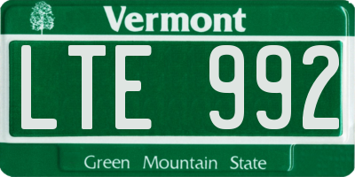 VT license plate LTE992